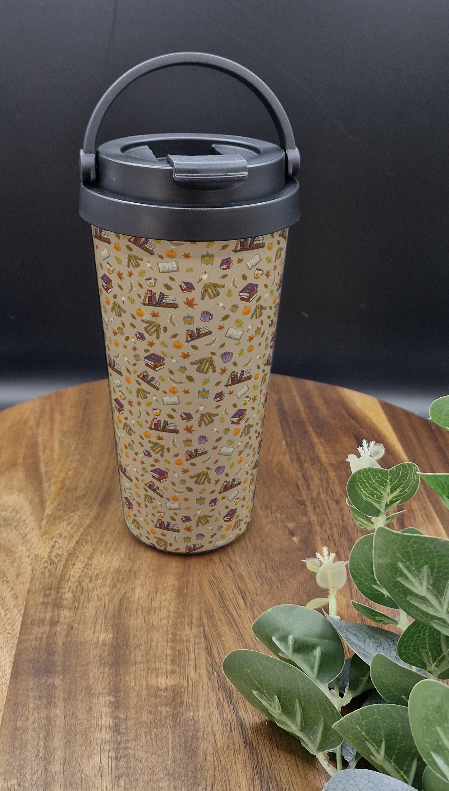 500ml Stainless Steel Thermos Cup (Take Out)- (Cosy Autumn Bookish ver)