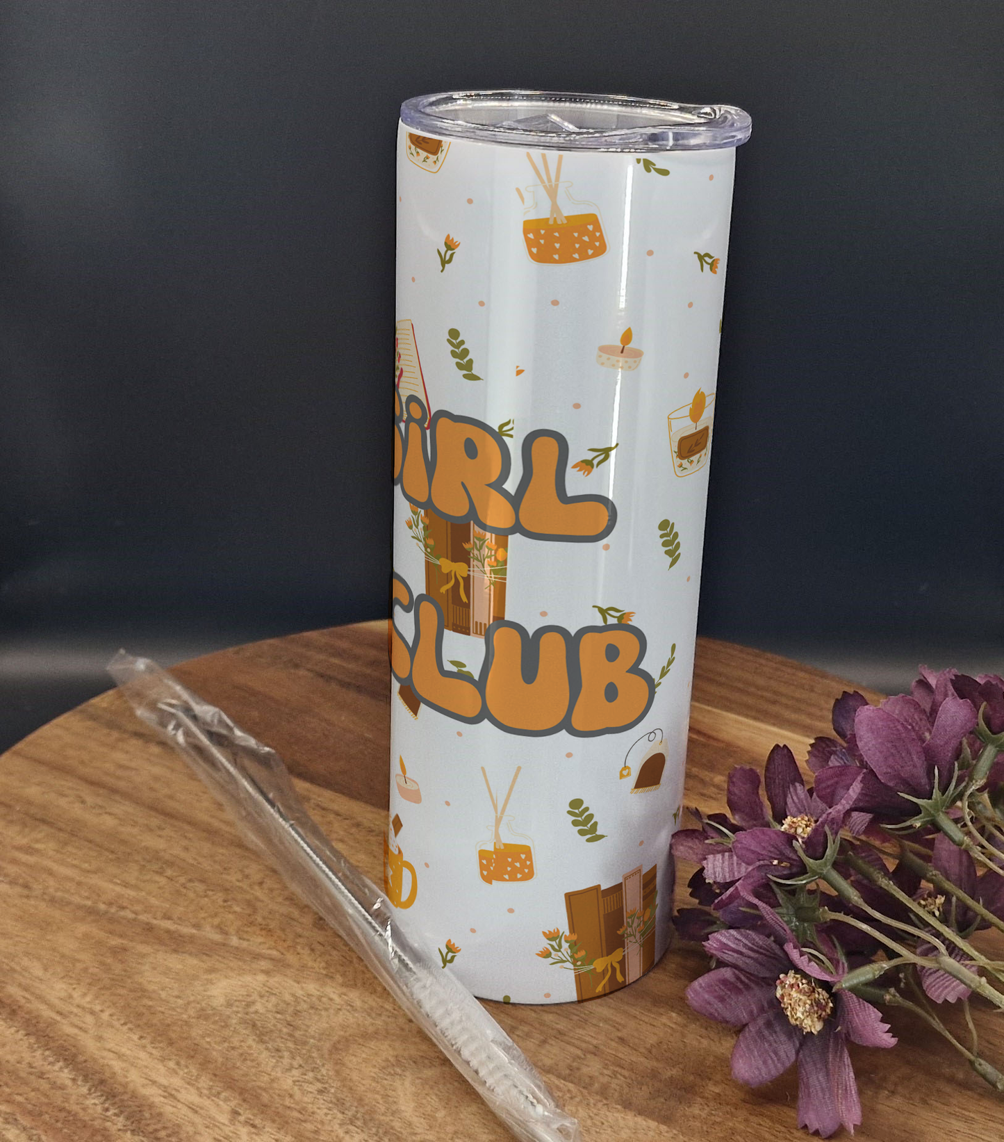 20oz Stainless Steel Tumbler (Rainbow Holographic Effect) Cosy girls book club Autumn ver