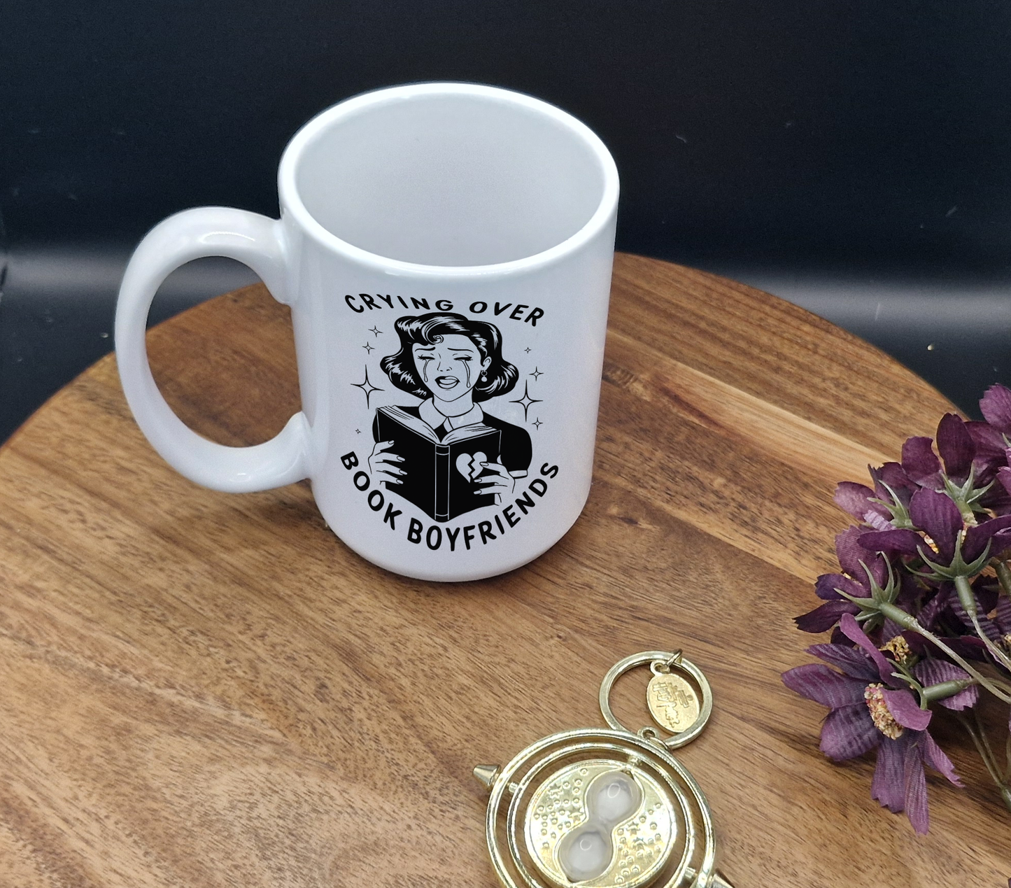 15oz Ceramic Mug (Crying over book boyfriends black ver)