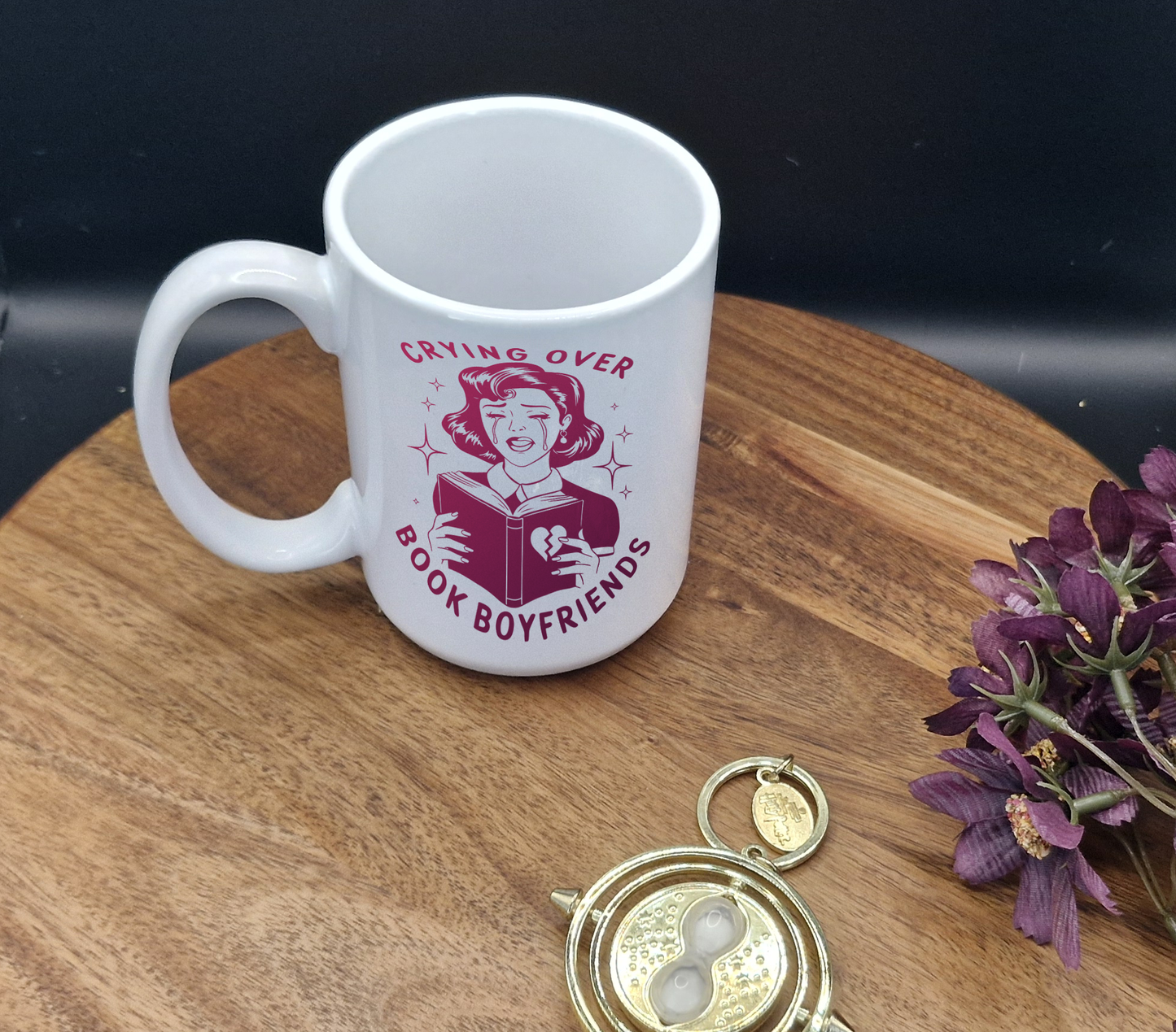 15oz Ceramic Mug (Crying over book boyfriends pink ver)