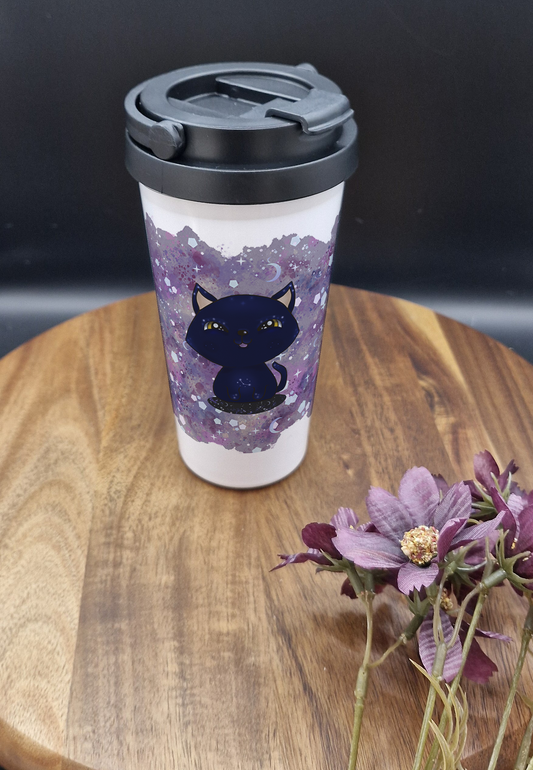 500ml Stainless Steel Thermos Cup (Take Out) - (Galaxy Cat soft eyes & smiling ver)