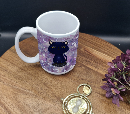 15oz Ceramic Mug (Galaxy cat content face ver)