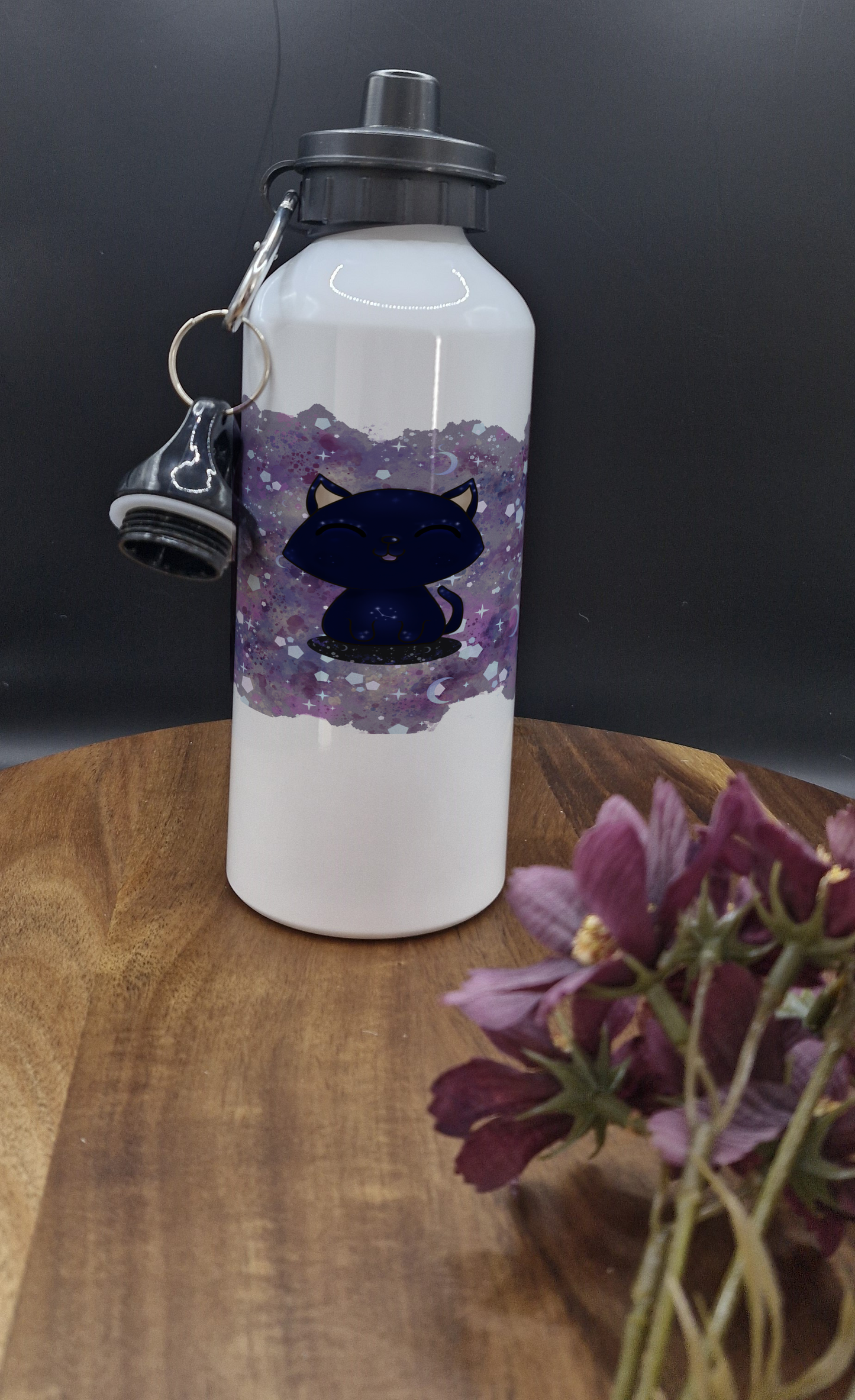 600ml Aluminum Sports Bottles (Galaxy cat happy closed eyes ver)