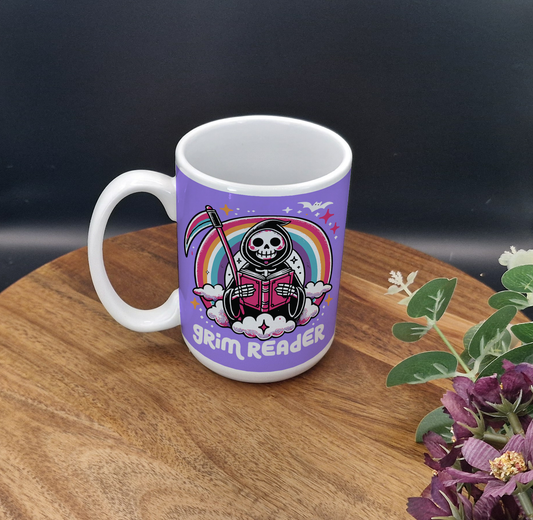 15oz Ceramic Mug (Grim Reader purple ver)