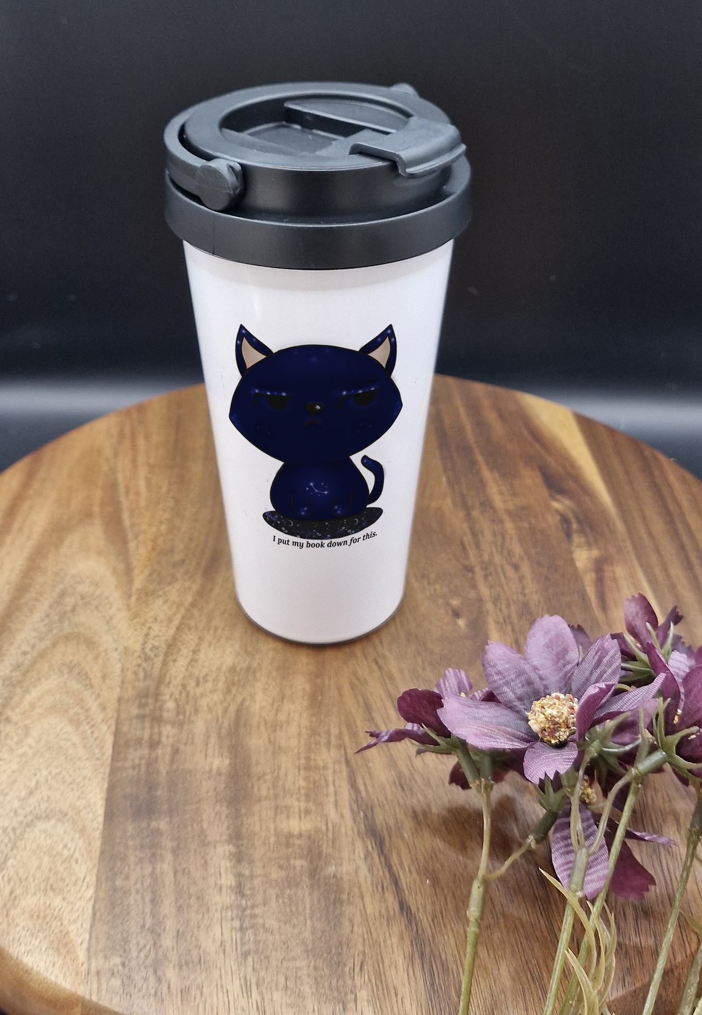 500ml Stainless Steel Thermos Cup (Take Out)- (Galaxy cat I put my book down for this ver)