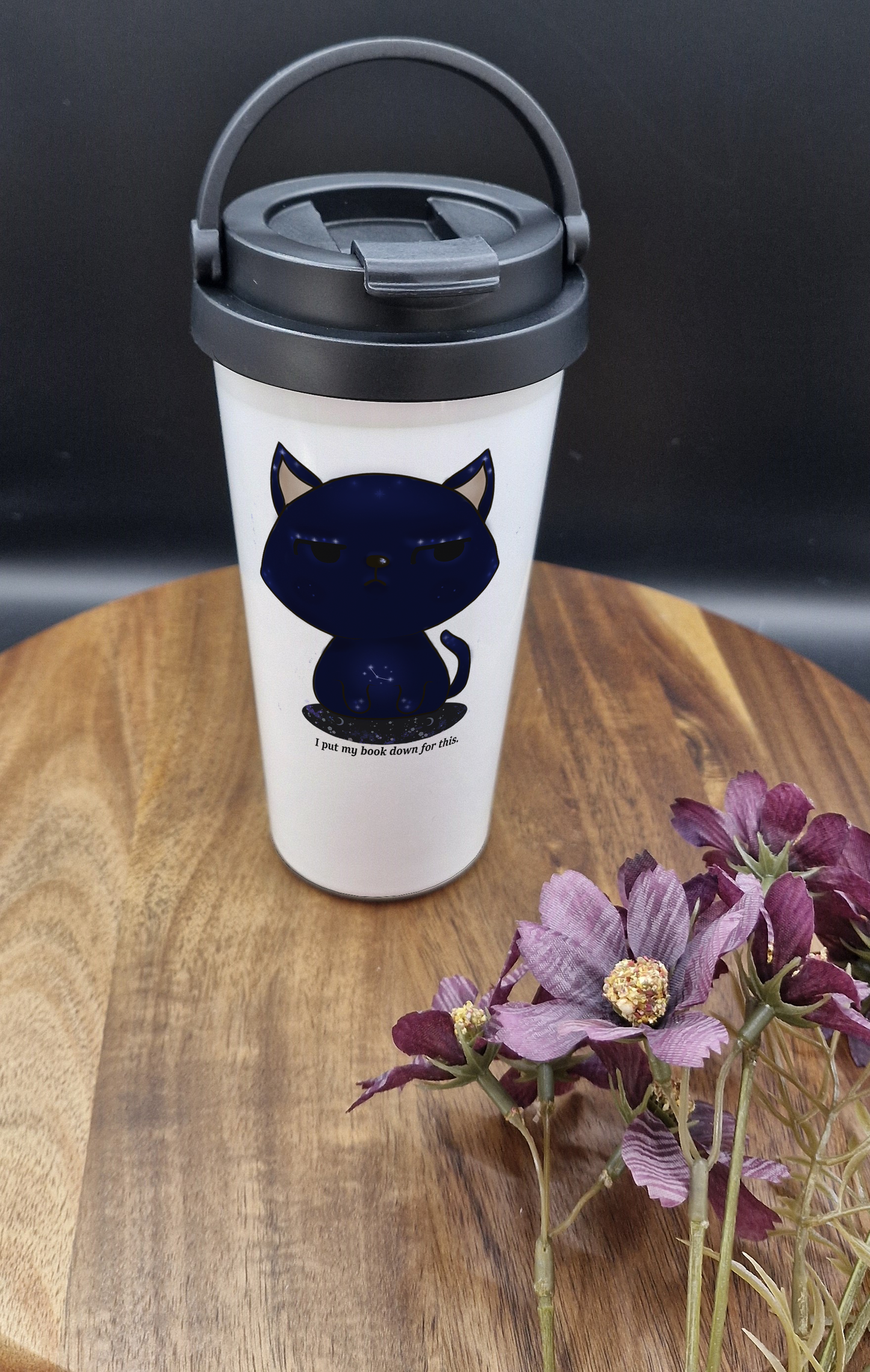 500ml Stainless Steel Thermos Cup (Take Out)- (Galaxy cat I put my book down for this ver)