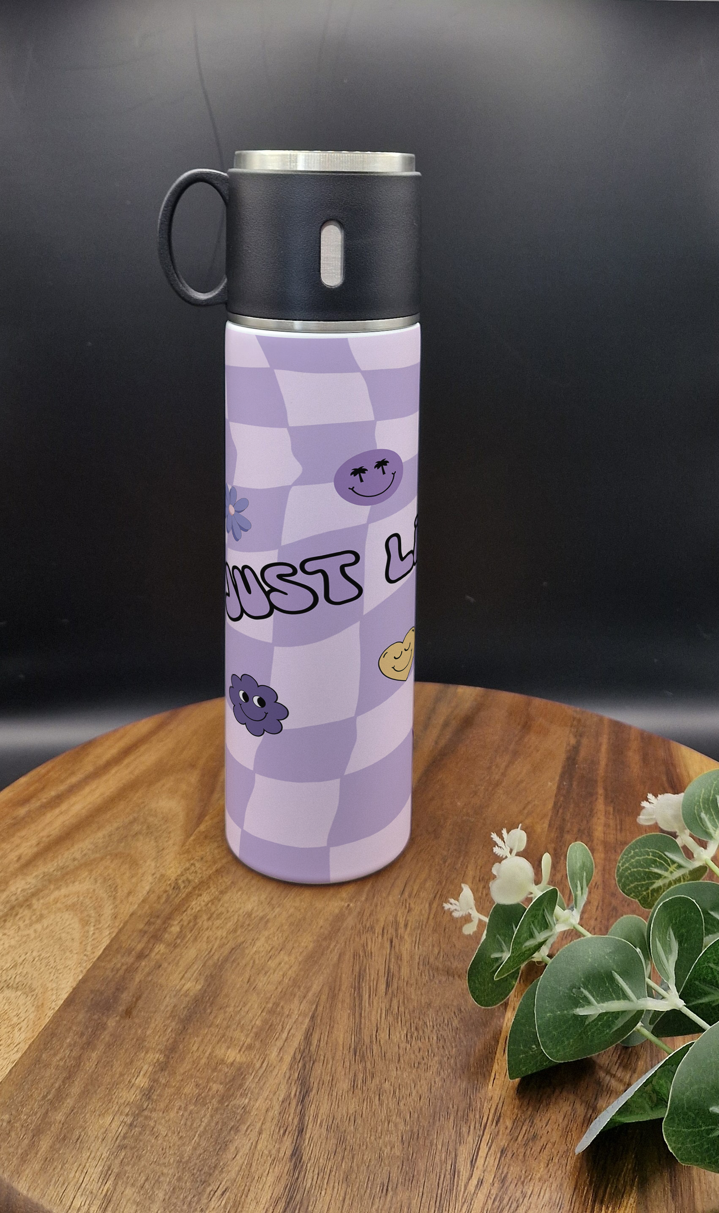 500ml Stainless Steel Thermos Bottle and Cup (Just living my best bookish life purple ver)