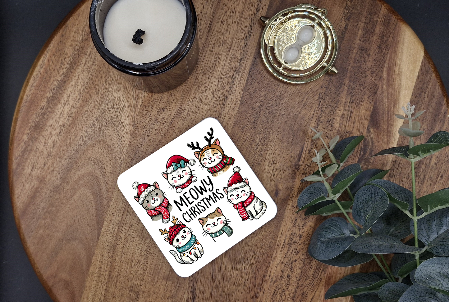 Hard Coaster 8.9cmx8.9cm  (Meowy Christmas ver)