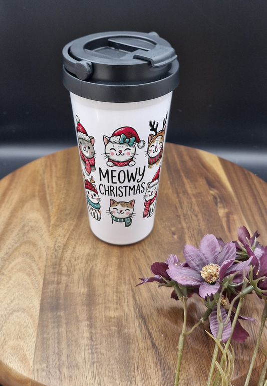 500ml Stainless Steel Thermos Cup (Take Out) - (Meowy Christmas ver)