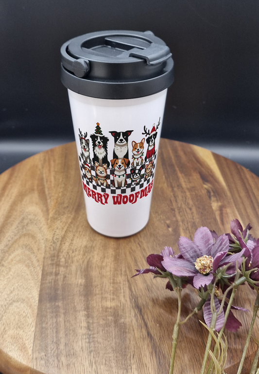 500ml Stainless Steel Thermos Cup (Take Out) - (Woofmas Christmas dogs ver)