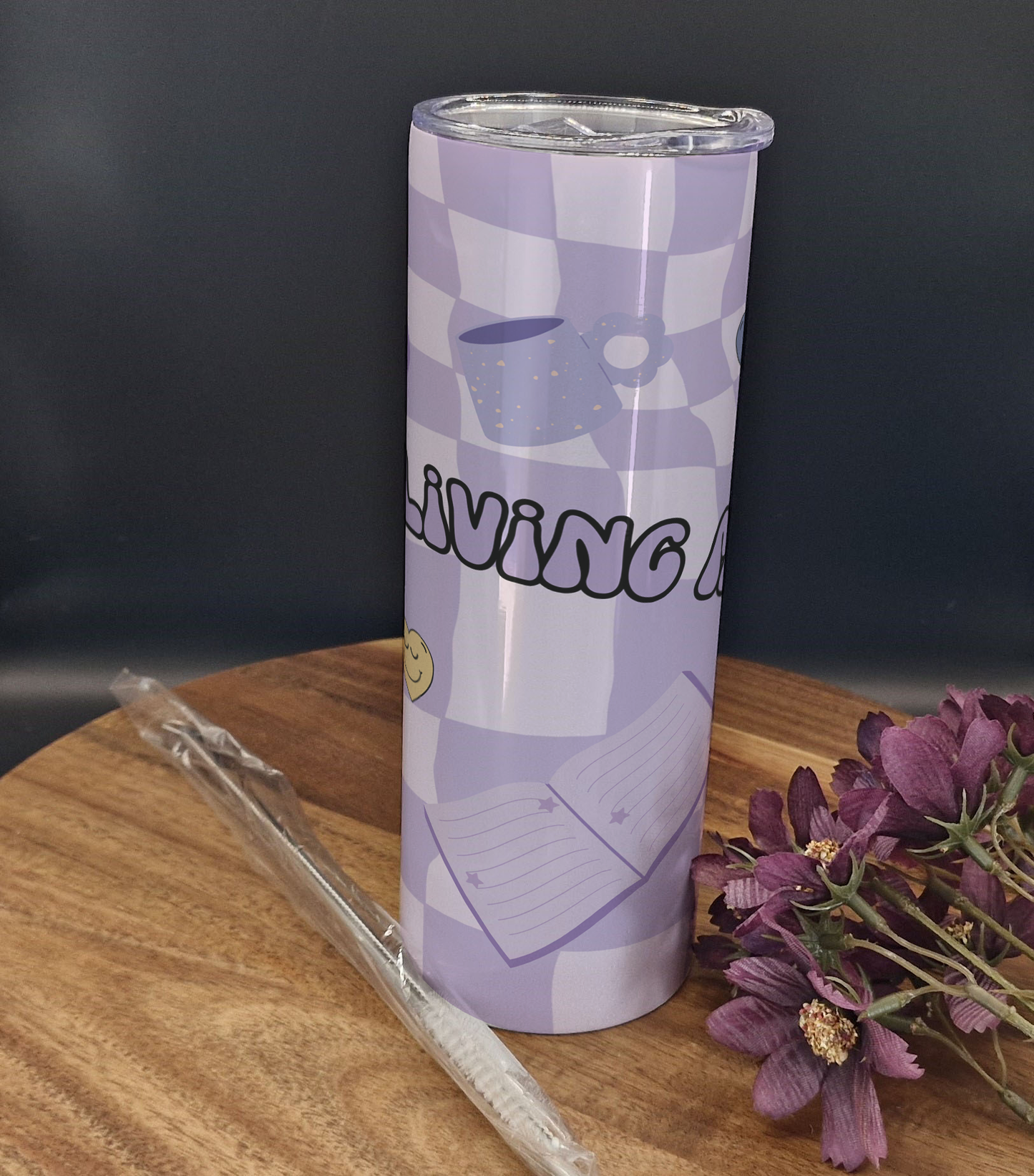 20oz Stainless Steel Tumbler (Rainbow Holographic Effect) Best bookish life purple ver