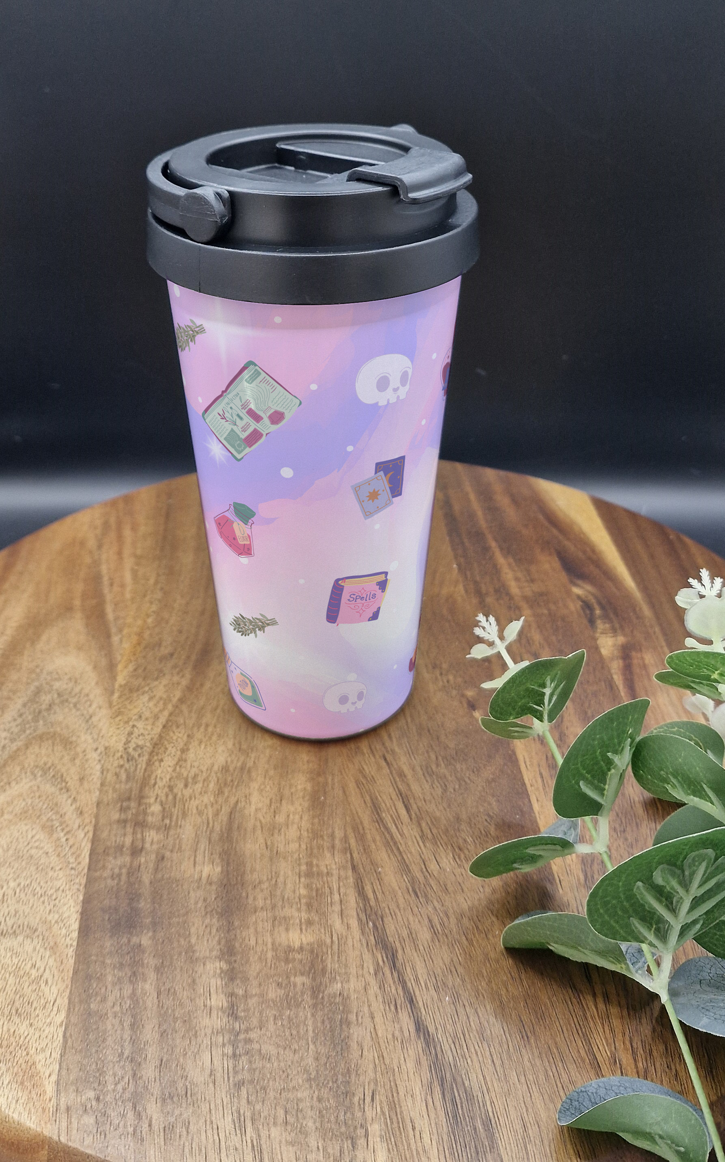 500ml Stainless Steel Thermos Cup (Take Out)- (Witchy, pastel, goth, potions, spellbooks purple ver)