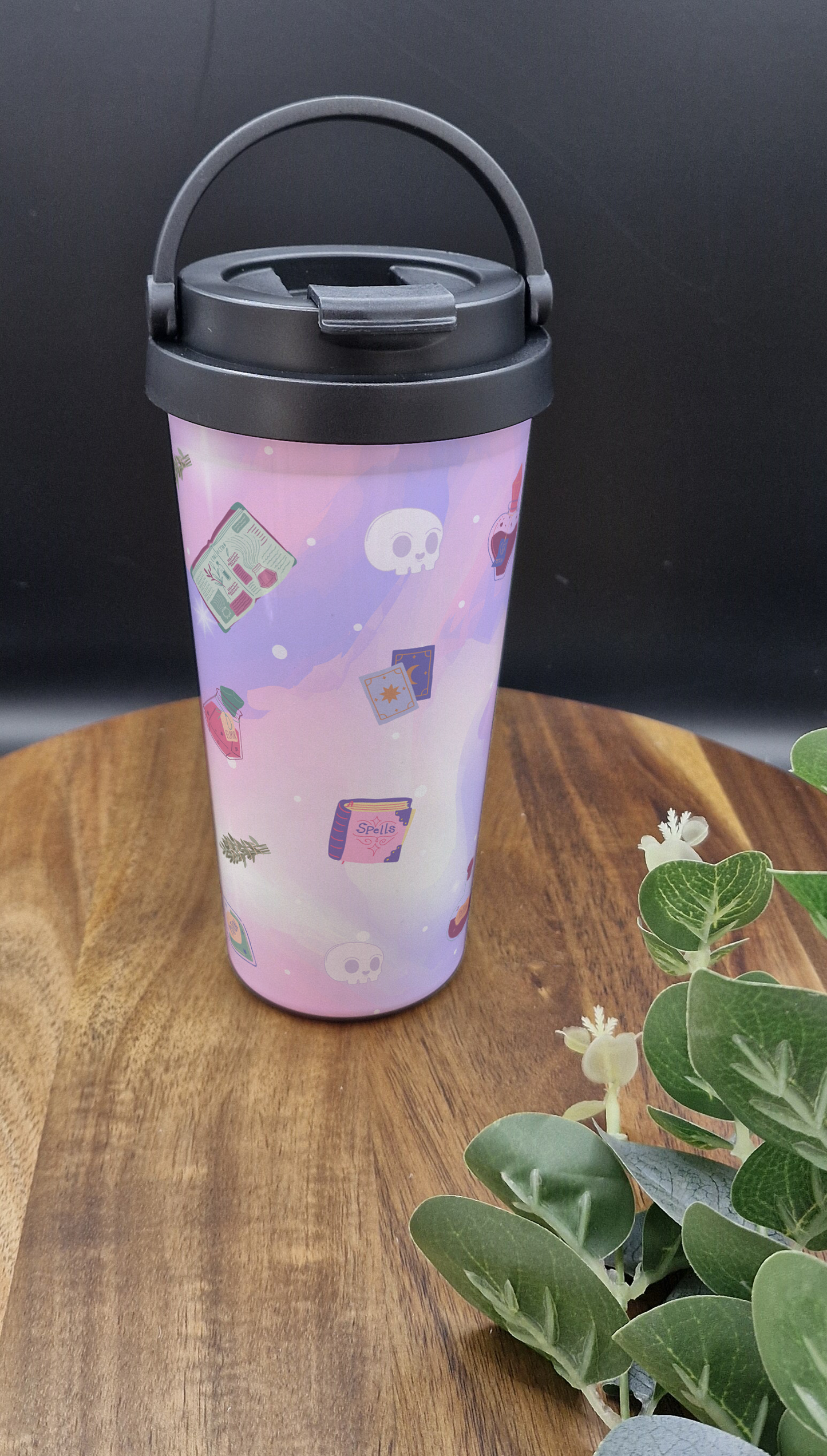 500ml Stainless Steel Thermos Cup (Take Out)- (Witchy, pastel, goth, potions, spellbooks purple ver)